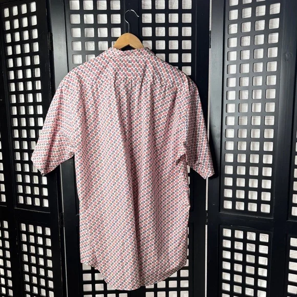 ❤️ Neiman Marcus Red Blue Bike Print Button Down Short Sleeve Shirt Men’s XXL ❤️ - Picture 8 of 16